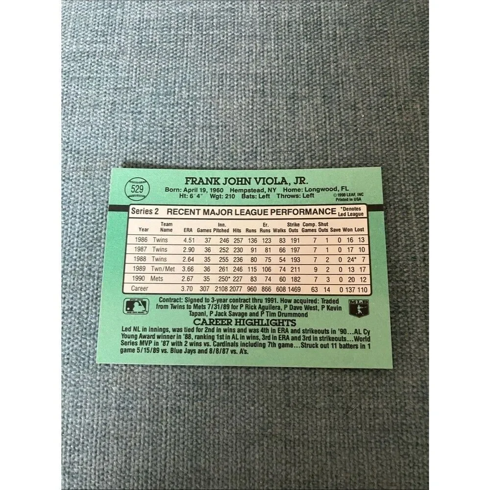 1991 Donruss New York Mets Baseball Card Trading Card